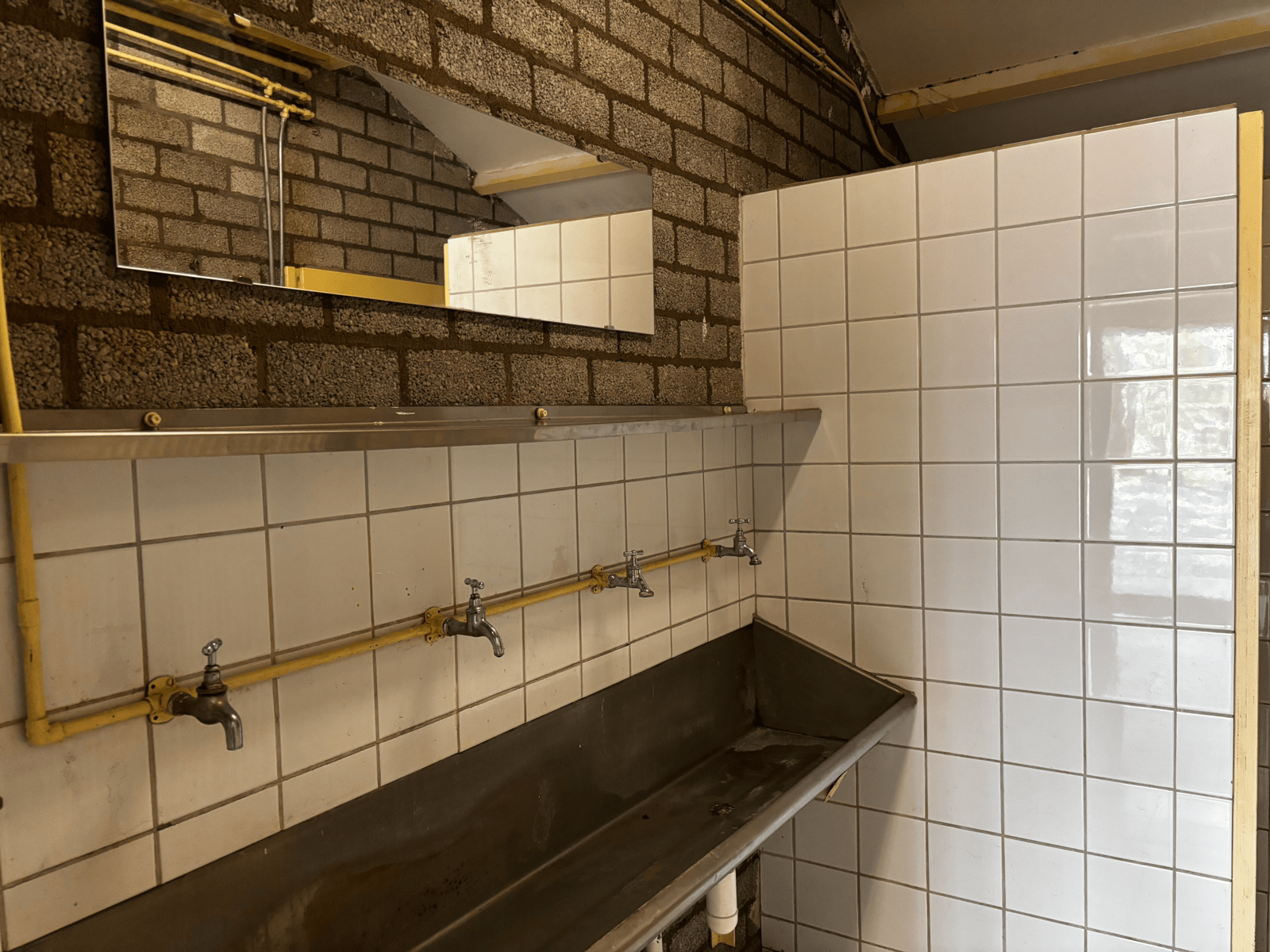 Blokhut sanitair - Wasbakken en spiegels